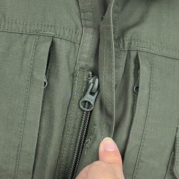 Propper Mens Large Tactical Ripstop Shirt Hidden YKK Zipper Mock Button Olive - Picture 7 of 11